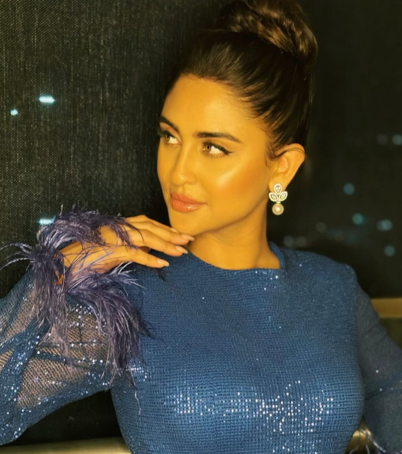 Krystle D’Souza pearl drop earrings