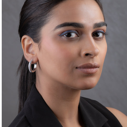 Medium sized diamond hoops