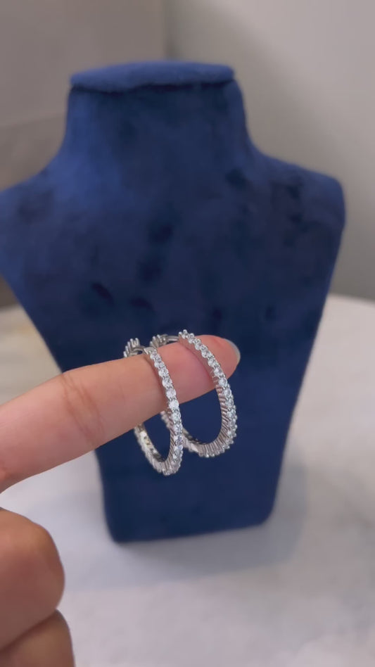 Single diamond line hoops